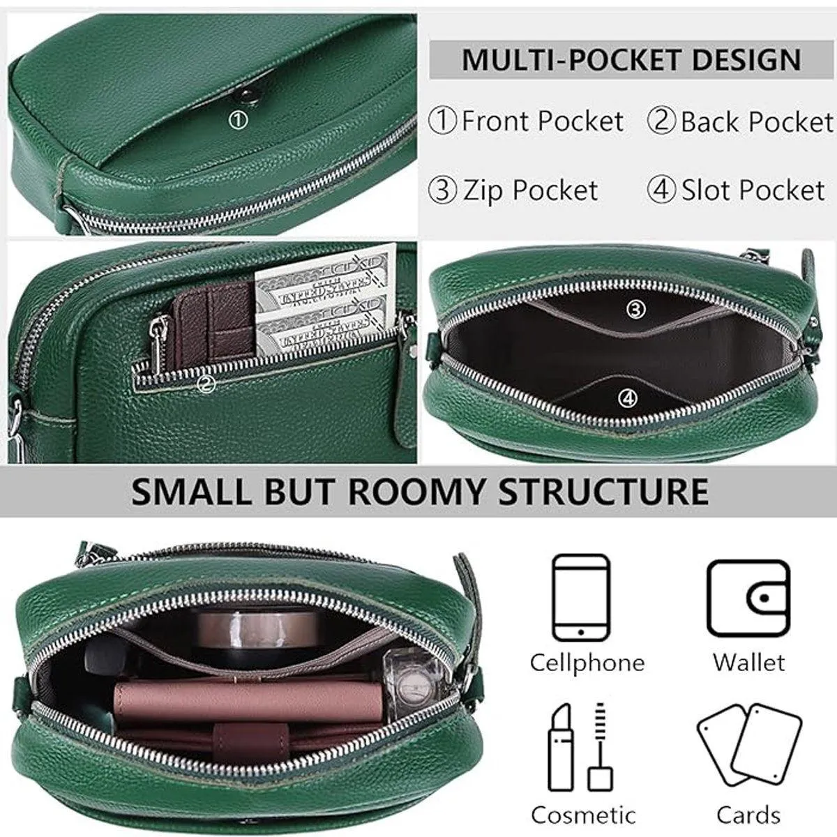 Wide Shoulder Strap Crossbody Fashion Handbag Small Green Square Bag for Women