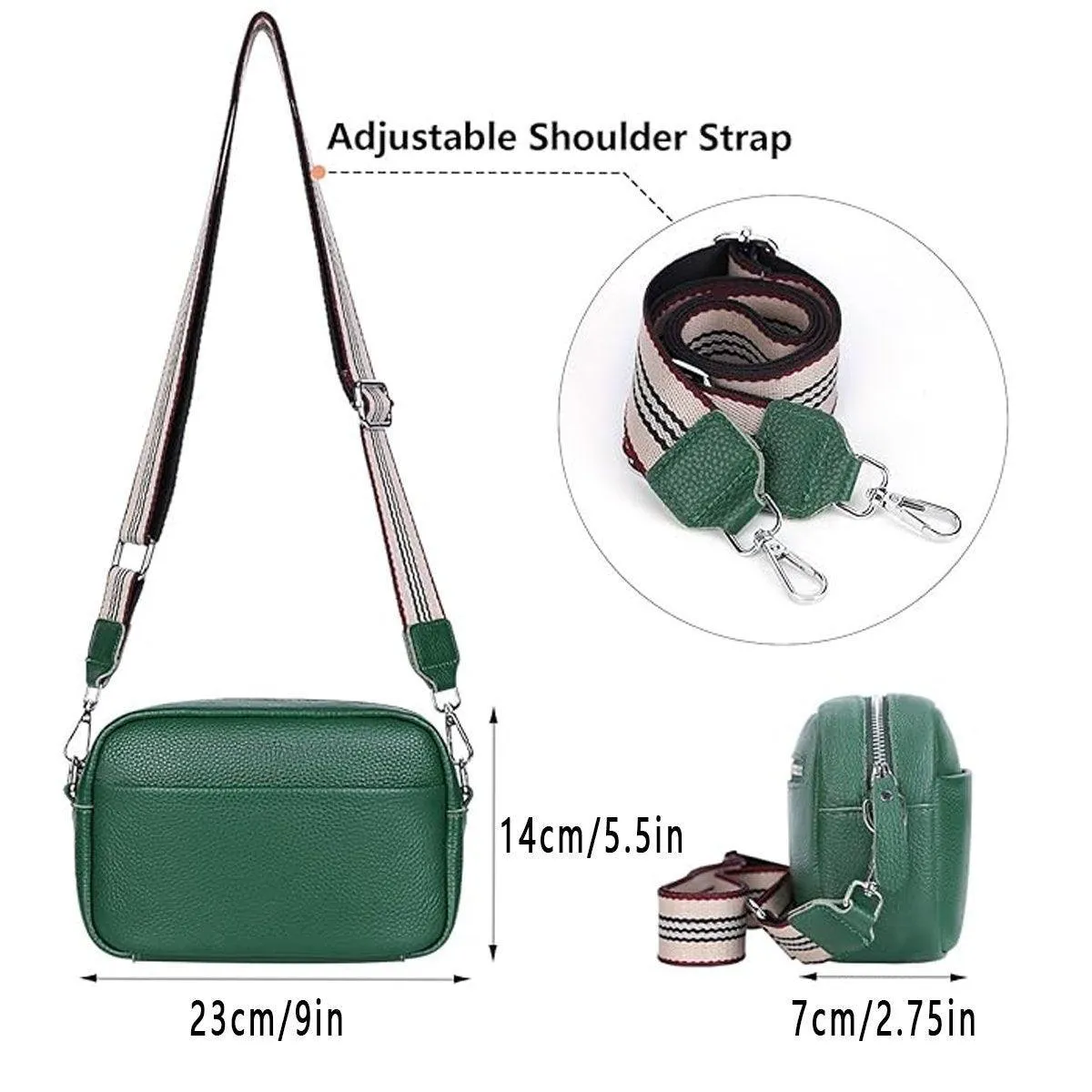 Wide Shoulder Strap Crossbody Fashion Handbag Small Green Square Bag for Women