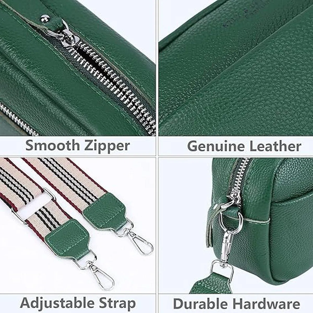 Wide Shoulder Strap Crossbody Fashion Handbag Small Green Square Bag for Women