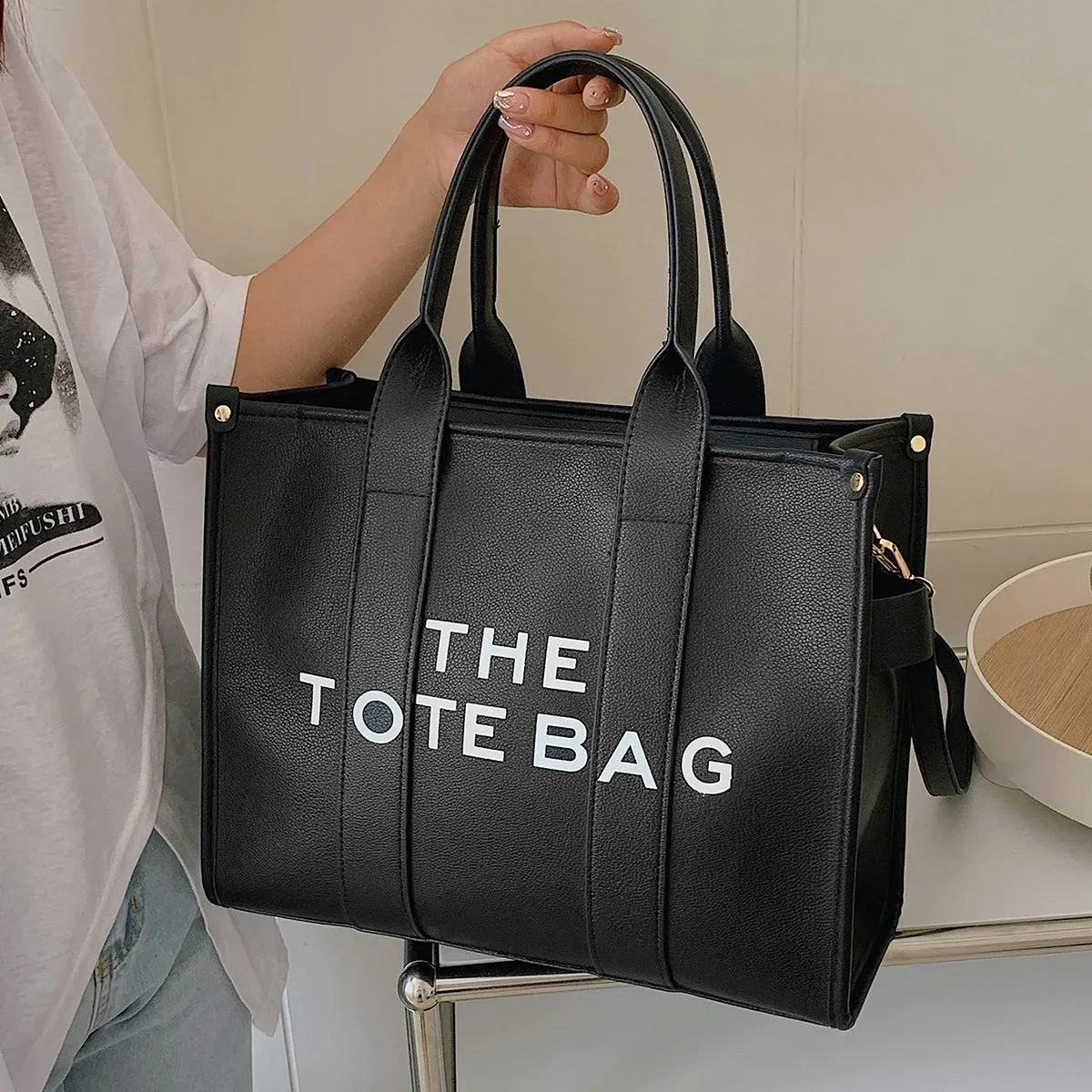Women's Designer Tote Bag - PU Leather Shoulder & Crossbody Handbag with Clutch