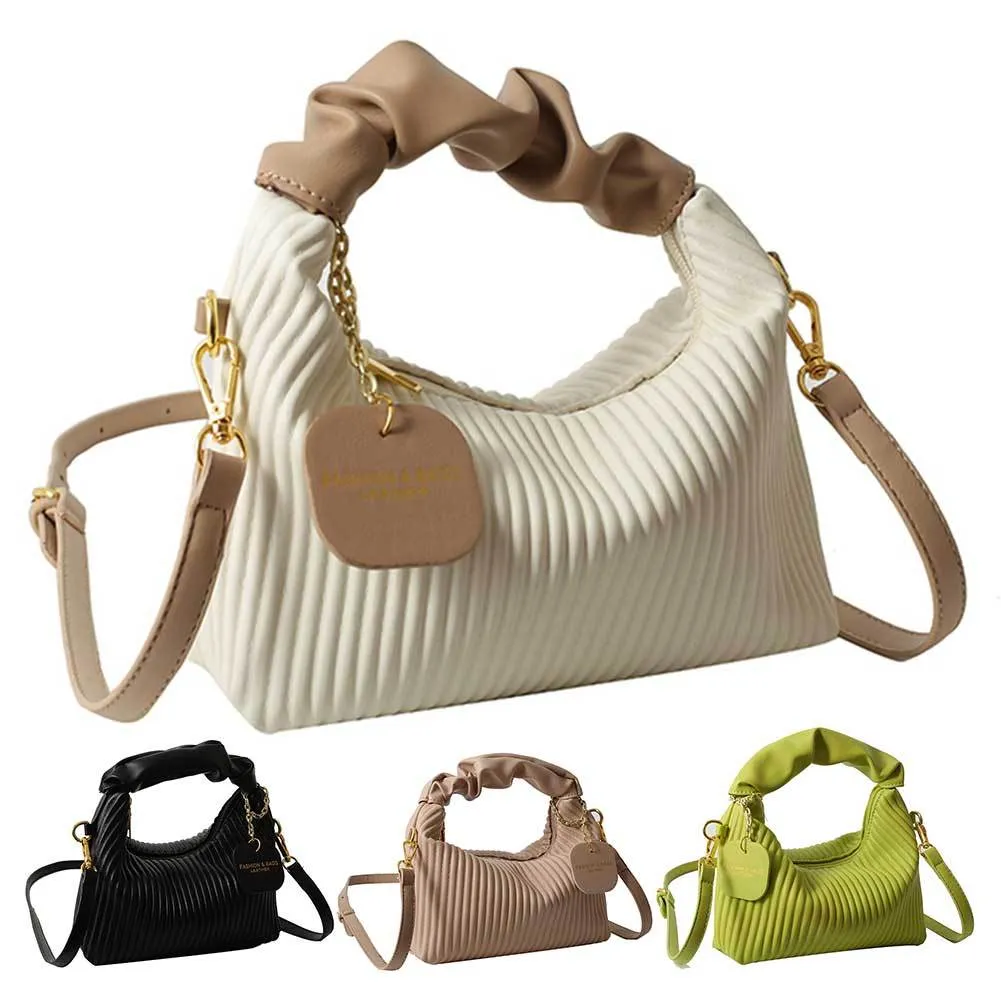 Women's Fashion Crossbody PU Leather Pleated Cloud Small Casual Tote Bags - Elegant