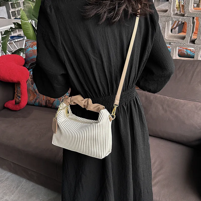 Women's Fashion Crossbody PU Leather Pleated Cloud Small Casual Tote Bags - Elegant