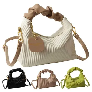 Women's Fashion Crossbody PU Leather Pleated Cloud Small Casual Tote Bags - Elegant