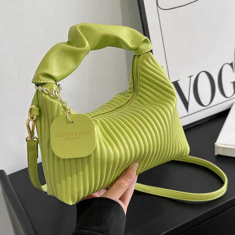 Women's Fashion Crossbody PU Leather Pleated Cloud Small Casual Tote Bags - Elegant