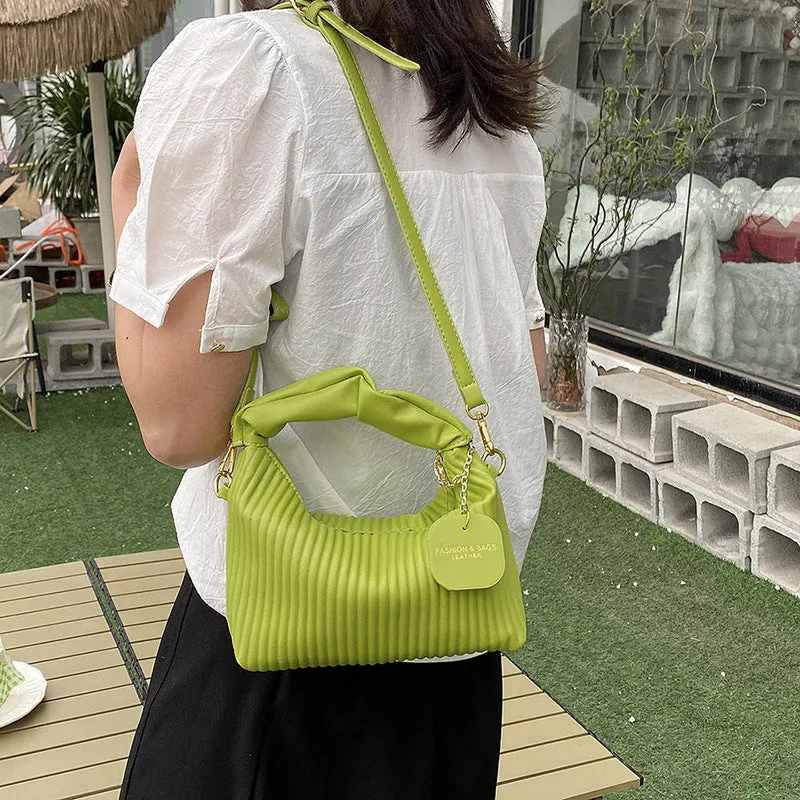 Women's Fashion Crossbody PU Leather Pleated Cloud Small Casual Tote Bags - Elegant