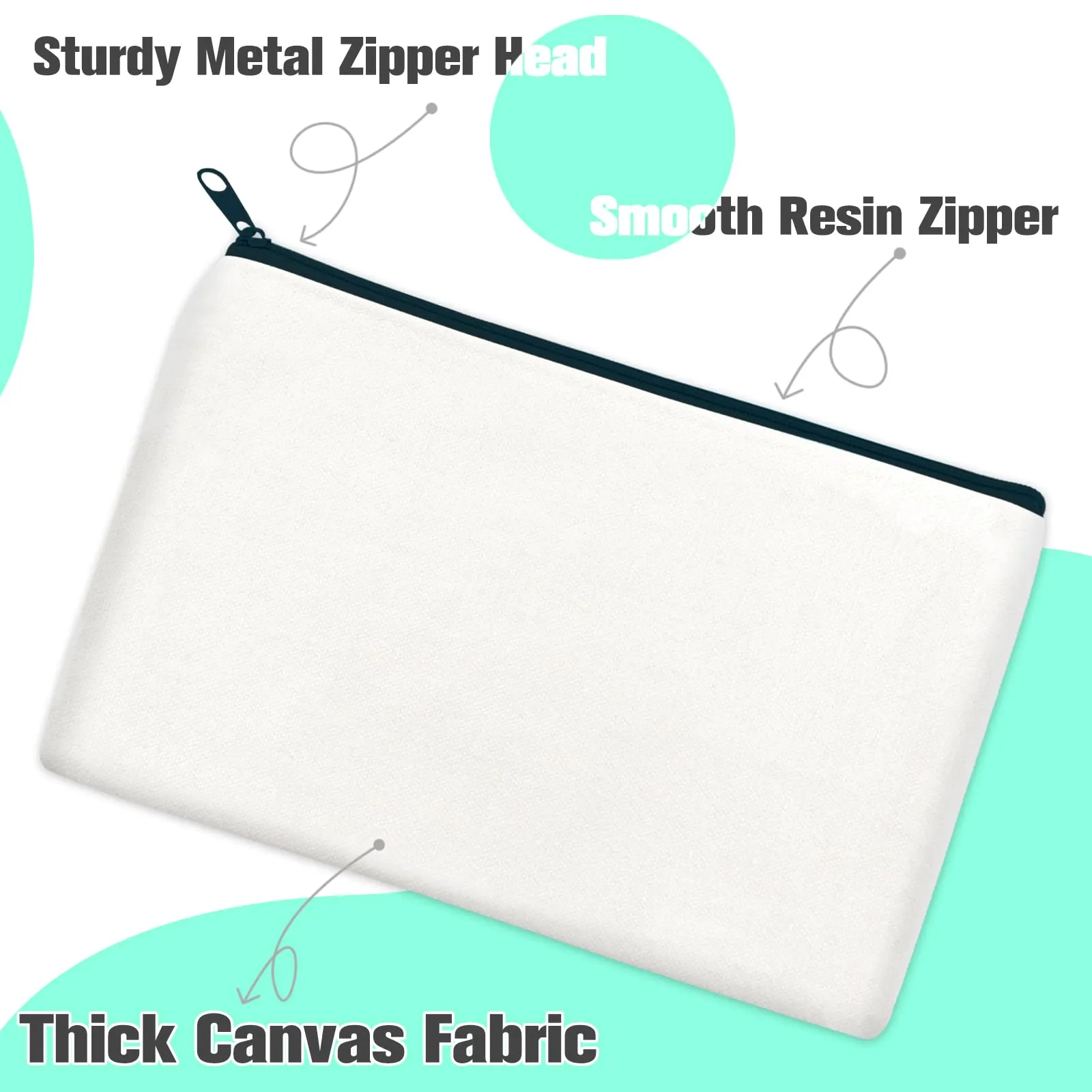 ZeeDix 8 Packs 8.3 x 5 inches Blank DIY Craft Bag Canvas - White Canvas Zipper Pouch Bags Multipurpose Cosmetic Bag Canvas Makeup Pouch with Zipper, Travel Toiletry Bag for Storage